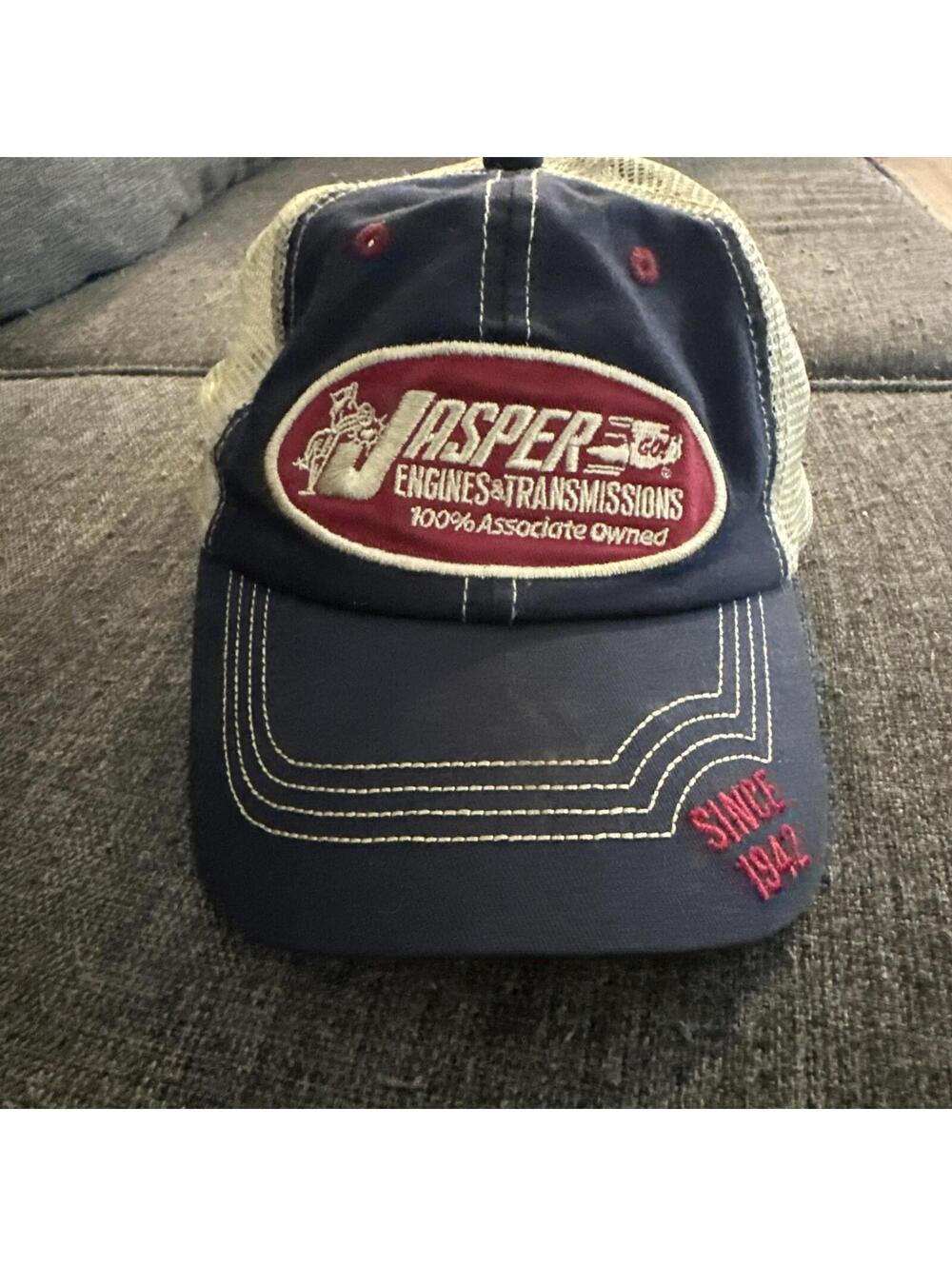 Jasper Engines & Transmissions Hat Cap Blue And Tan Mesh Adjustable Strapback